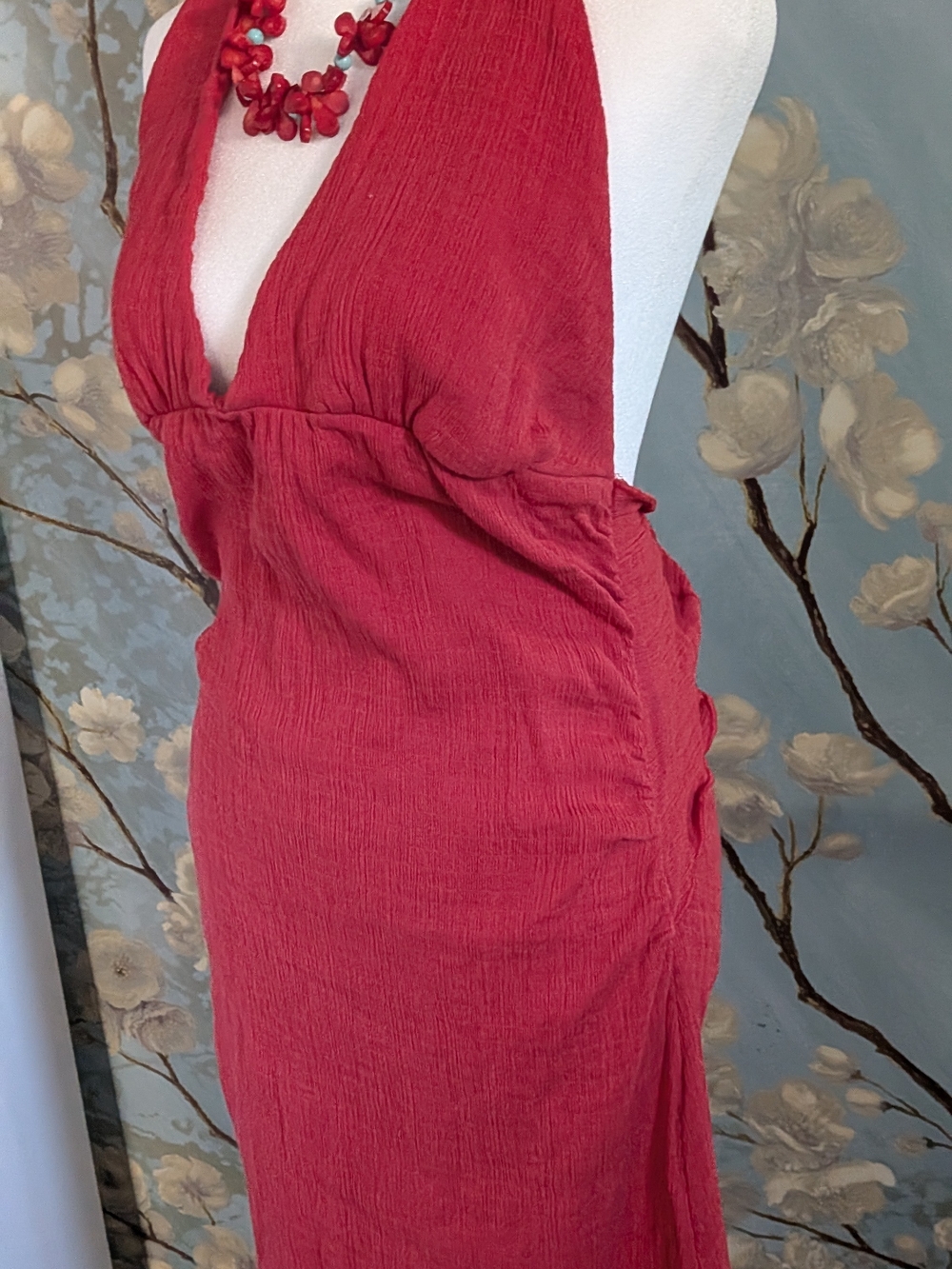 Free People Red Backless Halter Maxi Dress - Picture 2 of 5